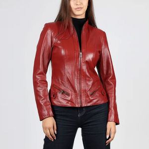 Veste en cuir pour femme de style nouveau à vendre, design personnalisé, couleur unie, vestes en cuir tendance pour femme - Product Image 1