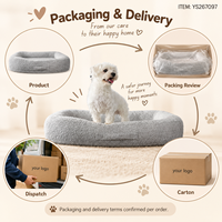 Coussin pour chien rectangulaire gris clair Yangyangpet avec poignée de transport