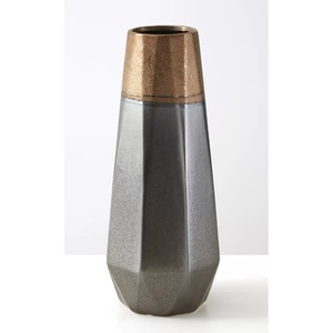 Fresh Arrival Vase à fleurs décoratif en métal pour mariage moderne avec finition bicolore couleur or et gris avec logo et taille personnalisés - Product Image 1