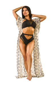 Señoras ligero cómodo Kaftan gasa traje de baño Long Beach Cover-Up Sexy Rhinestone leopardo patrón Fitness transpirable - Product Image 2