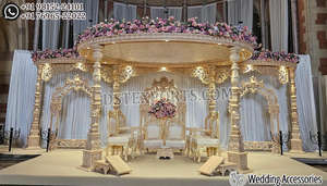 มณฑปไม้ทรงกลมสวยงามสำหรับงานแต่งงานในลอนดอน มณฑปไม้มาฮารานีล็อตัสสำหรับงานแต่งงานแบบอินเดีย ชุดมณฑปไม้ทรงมงกุฎสำหรับงานแต่งงานในสหรัฐอเมริกา - Product Image 2