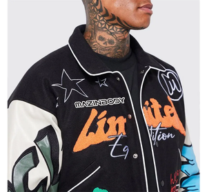 Custom Chenille <b>Patched</b> Varsity <b>Jackets</b> /Letterman <b>Jacket</b> Chenille Embroidery College <b>Jacket</b> Street Style - Product Image 5