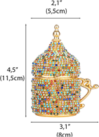 Ensembles de tasses et de mugs à café turc, ensemble cadeau islamique musulman, métal luxueux recouvert de perles, faible MOQ, écologique, personnalisable
