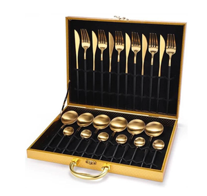 Couverts en laiton couteau fourchette cuillère cuillère de taille différente pour les cadeaux de mariage utilisés avec boîte d'emballage poignée en résine couverts - Product Image 1