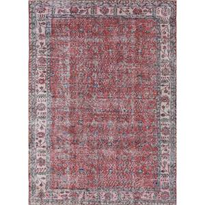 Tapis en laine noué à la main vintage grande surface Pae-2094, motif floral rouge-orange, pour salon, couloir, chambre d'adolescent, rectangulaire - Product Image 1