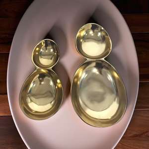 Plato de aluminio con forma de huevo doble, vajilla decorativa moderna para Decoración de mesa de boda - Product Image 3