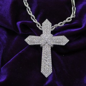 Luxury VVS Moissanite Diamond <b>Cross</b> <b>Pendant</b> for Men 14k & 18k White Gold Pass Tester Cut for Party Occasions - Product Image 1