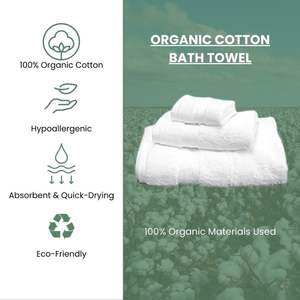 <b>Blue</b> 100% Organic Cotton Standard <b>Towel</b> GOTS Certified Soft Plush 600 GSM Absorbent Quick Dry Eco Friendly Luxury Bath <b>Towel</b> - Product Image 3
