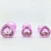Plug anal en métal rose irisé en forme de cœur, en alliage d'aluminium, étanche, écologique, avec gemme de cristal, jouet sexuel BDSM pour femmes et hommes