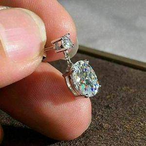 <b>Cute</b> Oval and Round Cut Moissanite Drop Dangle <b>Earrings</b> for Women - Product Image 2