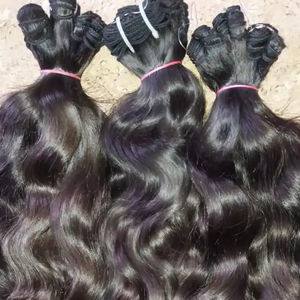 Extensiones de cabello humano Remy virgen ondulado del cuerpo sedoso trama suave India peruana cruda sin procesar 8 pulgadas de longitud trama Doble - Product Image 1