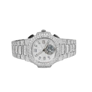 นาฬิกาข้อมือสแตนเลสสตีลทรงกลมสีโรสโกลด์และสีเงินสองสี ประดับเพชรโมอิสซาไนต์แบบกำหนดเองได้ สำหรับผู้ชาย แฟชั่นเครื่องประดับ - Product Image 3