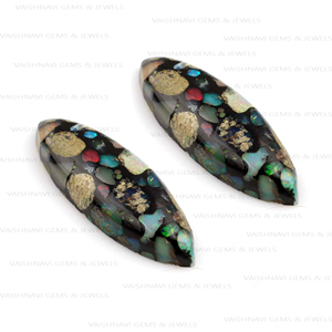 High Quality Natural Black Quartz 10x30mm Long Marquise Shape Cabochon Flat Back High Polished Calibrated Opaque No Hole Loose - Product Image 2