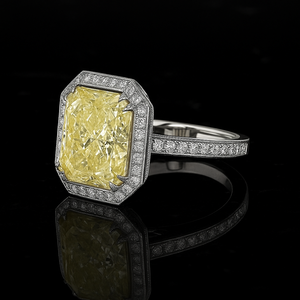Anillo de Diamante Suelto solitario amarillo claro elegante de 1,00 CT 6x5 MM corte radiante 14K/18K oro blanco joyería fina proveedor verificado - Product Image 3