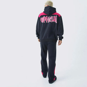 Conjunto Deportivo Personalizado al por Mayor, Sudadera con Capucha y Cremallera Extra Grande y Pantalones Deportivos para Hombre, 100% Algodón, Felpa - Product Image 3