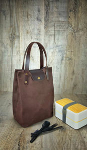 Bolsa de Almuerzo Portátil Ecológica de Lona y Cuero para 2 Personas, Reutilizable para Viajes LCLB-0046 - Product Image 2