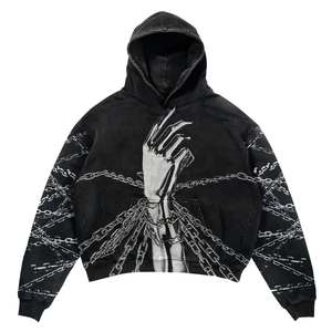 เสื้อฮู้ดดี้สวมหัวมีฮู้ดลาย400GSM กราฟิกปักลายเสื้อครอปสไตล์สตรีทแวร์400gsm มีฮู้ดพิมพ์ลายบ็อกซี่พัฟออกแบบได้ตามต้องการ - Product Image 4
