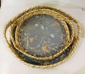 Large Handwoven Rattan & Jute Rope Serving <b>Tray</b> Durable Sustainable and Stylish Decor - Product Image 6