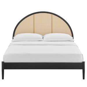Odette cama de plataforma de caña de ratán arqueada contemporánea cama de pared plegable de metal y madera maciza DreamCraft Vietnam - Product Image 2