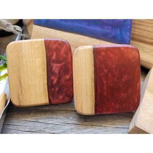 Handmade Natural Wooden Coasters Set With Sustainable Natural Acacia <b>Wood</b> Coaster with Elegant <b>Colours</b> Coaster - Product Image 3
