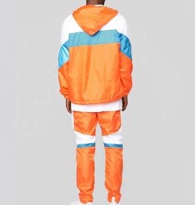 Transpirable invierno con capucha rompevientos hombres chándales 2025 venta al por mayor impermeable de alta calidad 100% algodón conjunto de dos piezas - Product Image 5