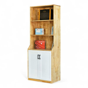 Bibliothèque moderne en bois de caoutchouc avec tiroirs pliables 70x40x180cm pour bureau à domicile et salon - Product Image 1