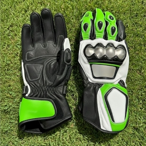 Gants de moto en cuir, gants de course, gants de protection pour motard, doigts entiers, demi-doigts, imperméables - Product Image 1