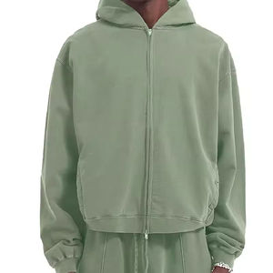 Surdimensionné personnalisé blanc hommes lourd Zip lavage à l'acide sweats à capuche 100% coton lavage à l'acide fermeture éclair sweat hommes Boxy recadrée sweats à capuche 2026 - Product Image 2