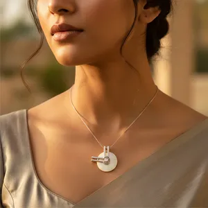 Women's Fashion Silver Pearl Pendant with CZ Elegant Jewelry with Dazzling Crystals - Product Image 1