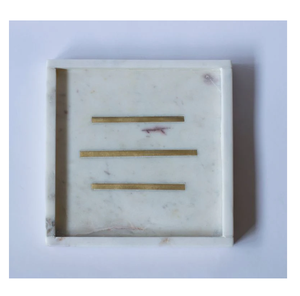 Plateau en marbre décoratif de qualité supérieure, fabrication artisanale, design en laiton de haute qualité - Product Image 1