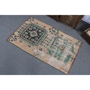 Vintage Turkish Rug 2.4x3.9 ft (74x120 cm), <b>Brown</b> <b>Wool</b> Rug - Product Image 4