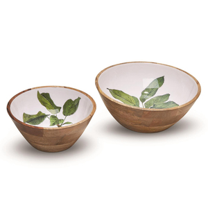 Designer Nice Quality Enamel Dinnerware Mango Wood Salad Server Modern Design Handmade and <b>Wedding</b> Parties Food Serving Bowl - Product Image 1