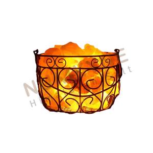 Himalayan Salt Natural Stones Antique Shape Iron <b>Wire</b> <b>Basket</b> Lamp with Dimmer Cord for Spa, Sauna Decore & Wellness | OEM Salt - Product Image 2