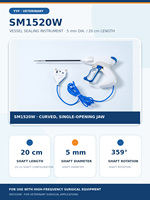 YYF SM1520W Instrument de scellage vasculaire vétérinaire réutilisable, courbé, à ouverture unique, 5 mm 20 cm, pour chirurgie ouverte