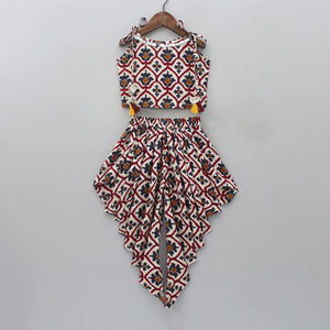 Conjunto de Dhoti Estampado para Niñas Shoryam Fashion, Top Corto Completamente Cosido, Estampado Digital, Ropa Étnica para Fiestas, Festivales, Bodas, Tradicional - Product Image 1