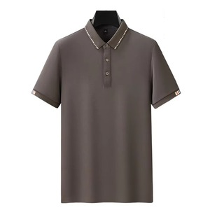 Polo elegante para hombre, camiseta Polo de manga corta de tela de algodón elástico suave para oficina de verano, aspecto informal y deportivo - Product Image 1