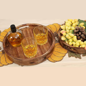 Lot de 2 plateaux en bois de comptoir plateaux organisateurs multifonctionnels pour cuisine chambre service à vin et garde-manger stockage à bon prix - Product Image 5