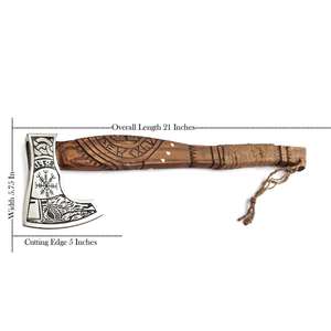 Hache viking artisanale en acier à haute teneur en carbone, manche en acier de qualité industrielle, fourreau en cuir, camping, usage quotidien en plein air, survie - Product Image 3