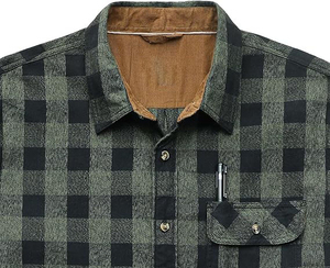 Chemise en flanelle pour homme, style tendance, en polyester/coton, respirante, douce, manches longues, vêtements d'extérieur - Product Image 5
