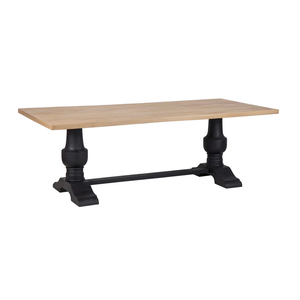 Mesa de Comedor Moderna para el Hogar, Cocina o Restaurante, con Base de Madera de Mango Sólida de Dos Tonos, Acabado Natural y Negro - Product Image 3