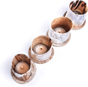 Portavelas de cuerno de buey respetuoso con el medio ambiente personalizable, artesanía pulida con diseño natural sostenible para Navidad - Product Image 3