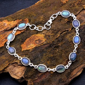 สร้อยข้อมือเงินแท้ 925 ประดับด้วยพลอยลาบราโดไรต์ธรรมชาติ งานแฮนด์เมด เครื่องประดับเงินแท้คุณภาพดี เหมาะสำหรับงานปาร์ตี้และเป็นของขวัญ - Product Image 4