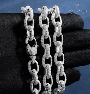 Bijoux Hip Hop Laiton Glacé Diamant Zircon Bijoux Collier Femmes Hommes Glacé Cubain Moissanite Lien Chaîne - Product Image 2