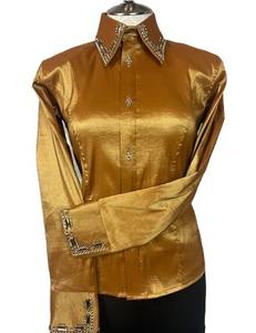 Fait à la main Cowgirl Western Show chemise taille haute fermeture à glissière respirant Stretch taffetas tissu pour l'équitation porter - Product Image 1