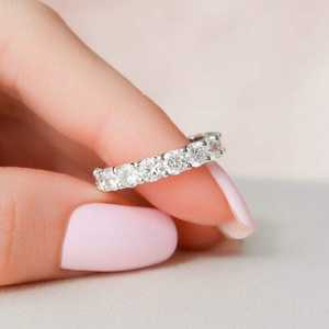 4.00กะรัตวงแหวนเพชรสำหรับปลูกในห้องแล็บทรงกลมพร้อมง่ามเครื่องประดับงานแต่งงาน14K ทองคำขาว - Product Image 3