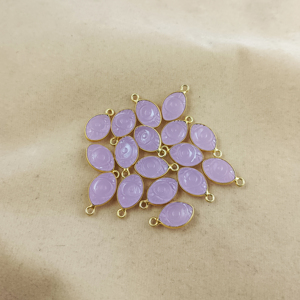 Juego de bisel de plata de piedra preciosa de Calcedonia rosa, colgante de ojo malvado tallado, abalorio de fabricación de joyería artesanal, dijes de ojo malvado de piedra de nacimiento - Product Image 3