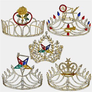 เครื่องราชอิสริยาภรณ์เมสัน มงกุฎสง่างามสำหรับพิธีกรรมฟรีเมสัน ชุด 2 ชิ้น แบบแผ่น  มงกุฎแม่ผู้นำ OES  ชุบเงิน  แบบไม่เหมือนใคร - Product Image 1