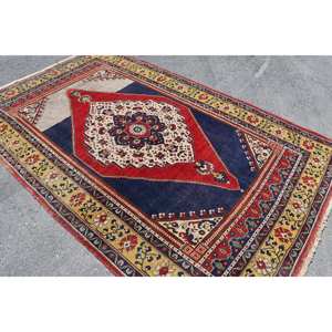 Alfombra de área grande turca hecha a mano, diseño de retazos rojo y negro clásico, látex de lana, 5'9 \ "X 9 '4 \", rectángulo para pasillo para habitaciones - Product Image 4