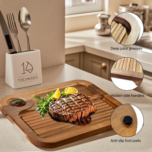 ถาดเสิร์ฟขนมหวานไม้เนื้อแข็ง แผ่นไม้สำหรับเสิร์ฟเค้กและผลไม้ - Product Image 5