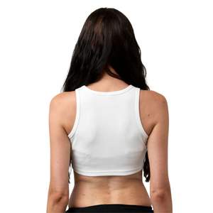 <b>Womens</b> Cropped Baby Tee White Stretch Cotton Lightweight Streetwear <b>Top</b> Clean Minimal Logo Slim Fit Design - Product Image 4